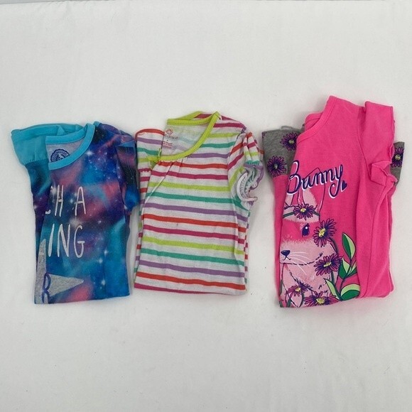 Girls Nightgown Lot of 3 size 4 So & Okie Dokie Short Sleeve Ruffle Bottom - Picture 1 of 7